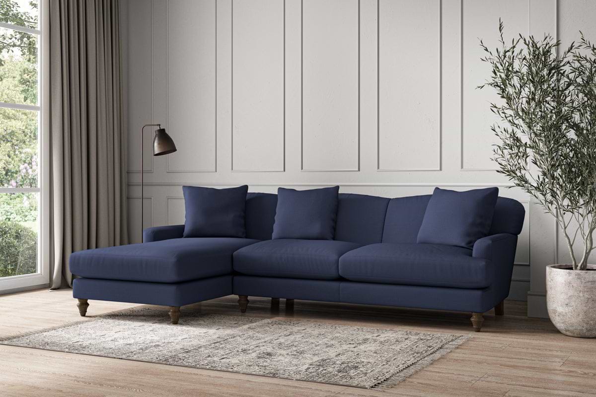 Deni Large Left Hand Chaise Sofa - Recycled Cotton Navy