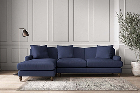 Deni Large Left Hand Chaise Sofa - Recycled Cotton Navy