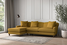 Deni Large Left Hand Chaise Sofa - Recycled Cotton Ochre