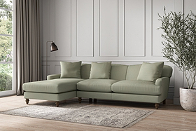 Deni Large Left Hand Chaise Sofa - Recycled Cotton Seaspray