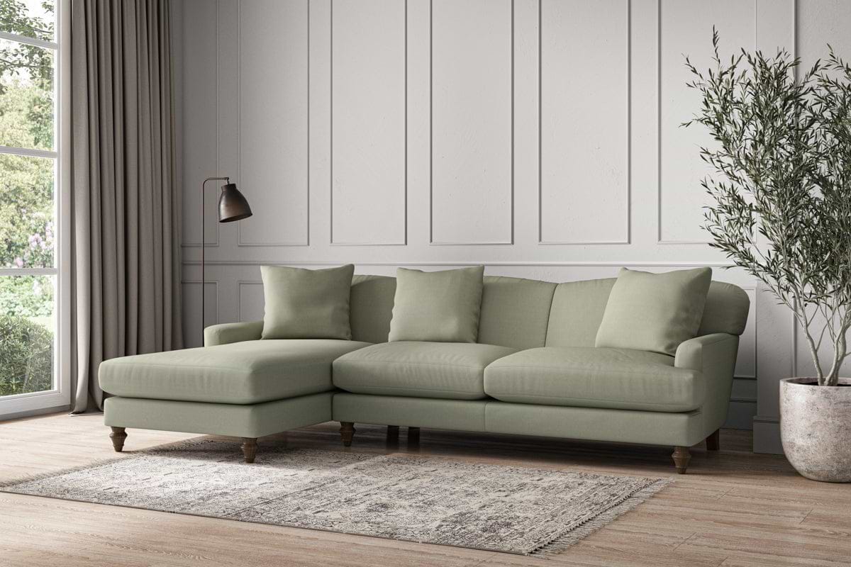 Deni Large Left Hand Chaise Sofa - Recycled Cotton Seaspray