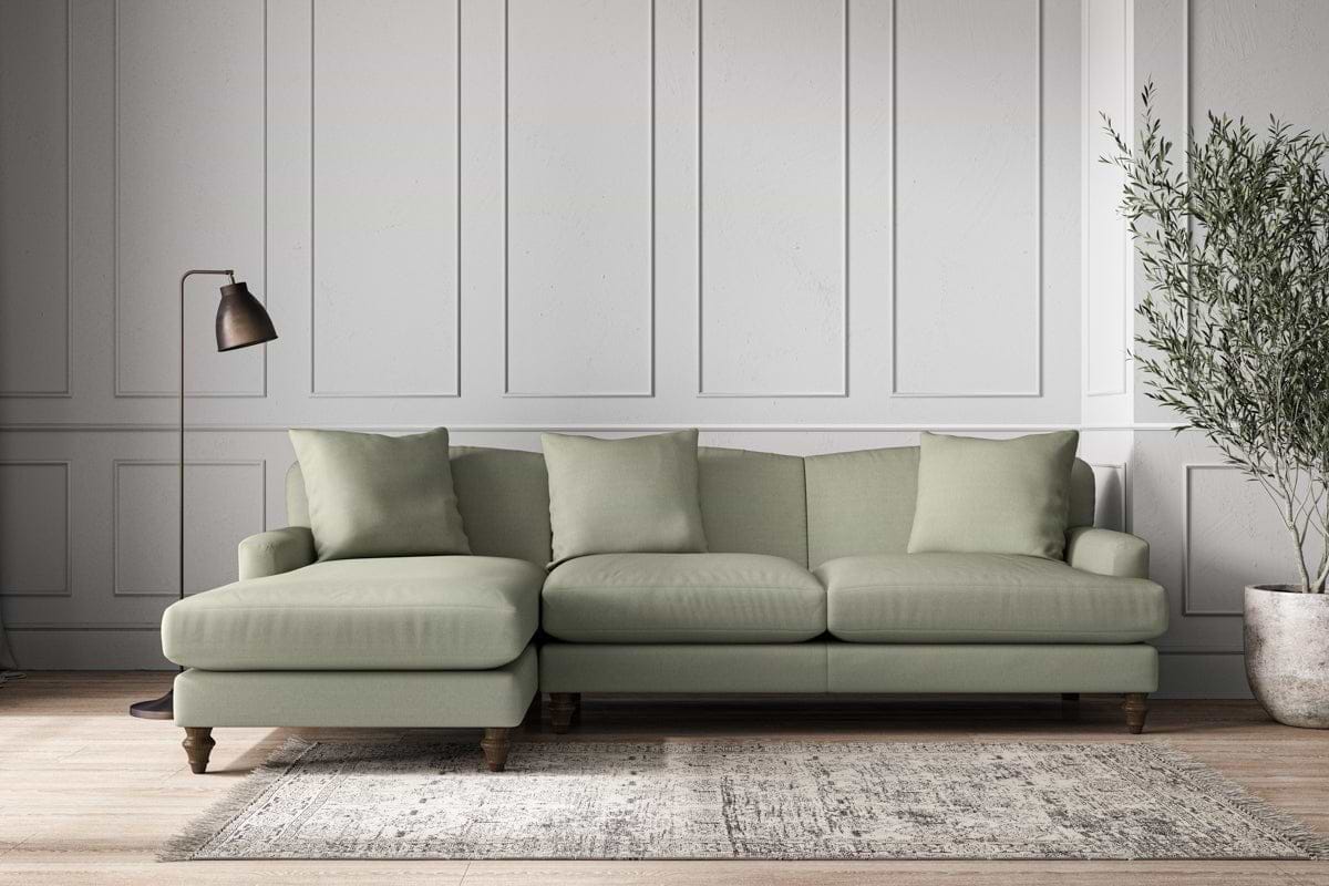 Deni Large Left Hand Chaise Sofa - Recycled Cotton Seaspray-MAKE TO ORDER-Nkuku