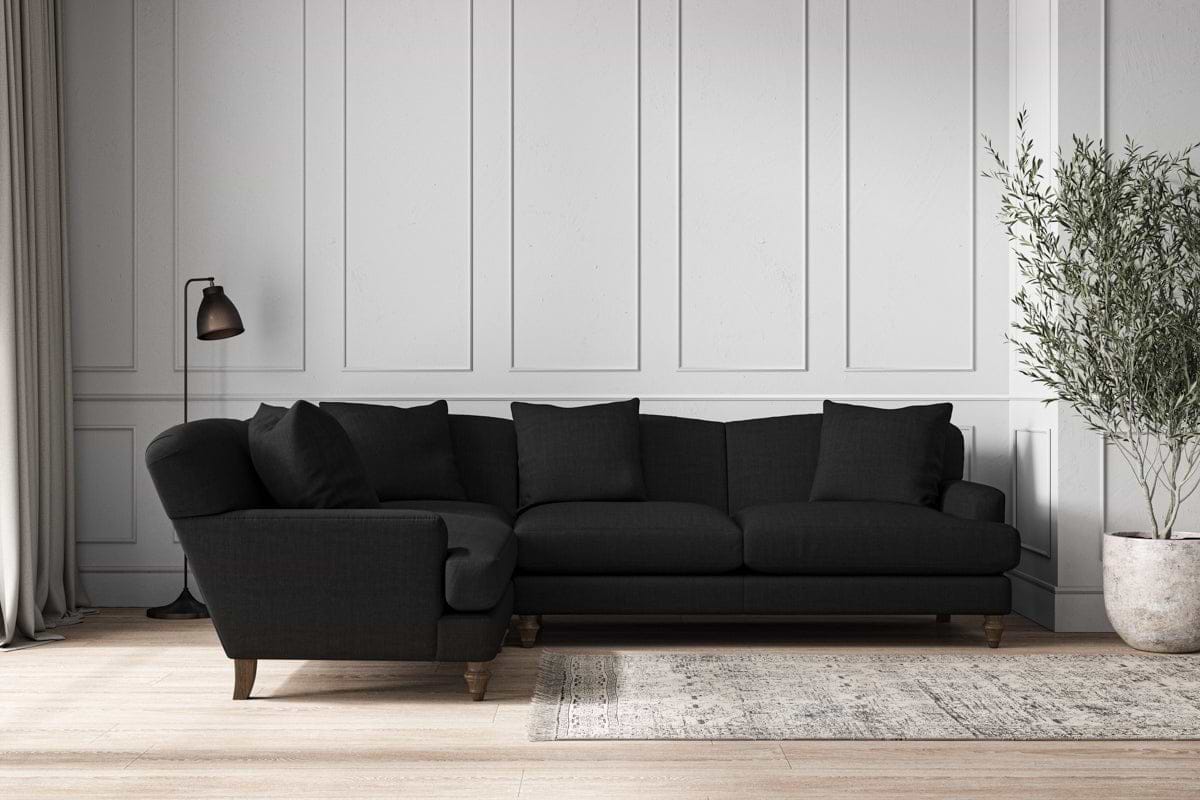 Deni Large Left Hand Corner Sofa - Brera Linen Charcoal-MAKE TO ORDER-Nkuku