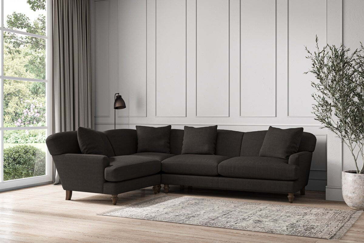 Deni Large Left Hand Corner Sofa - Brera Linen Espresso-MAKE TO ORDER-Nkuku
