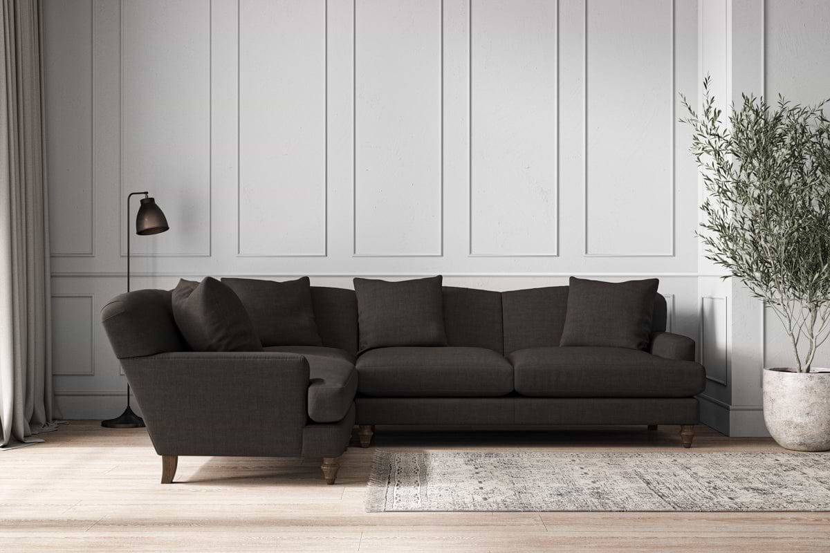 Deni Large Left Hand Corner Sofa - Brera Linen Espresso-MAKE TO ORDER-Nkuku