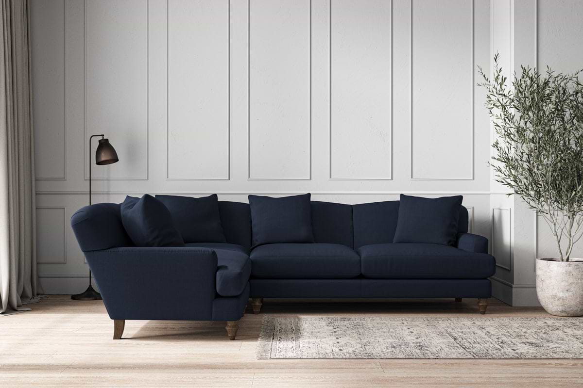 Deni Large Left Hand Corner Sofa - Brera Linen Indigo-MAKE TO ORDER-Nkuku