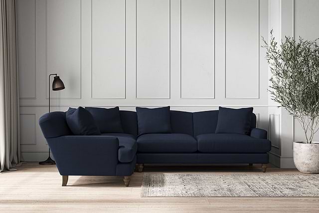 Deni Large Left Hand Corner Sofa - Brera Linen Indigo-nkuku