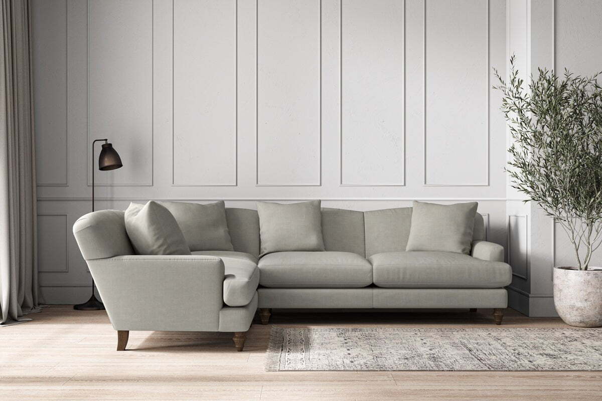 Deni Large Left Hand Corner Sofa - Brera Linen Smoke-MAKE TO ORDER-Nkuku