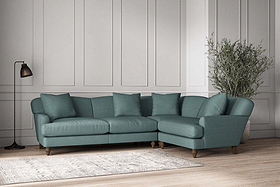 Deni Large Left Hand Corner Sofa - Recycled Cotton Airforce-MAKE TO ORDER-Nkuku