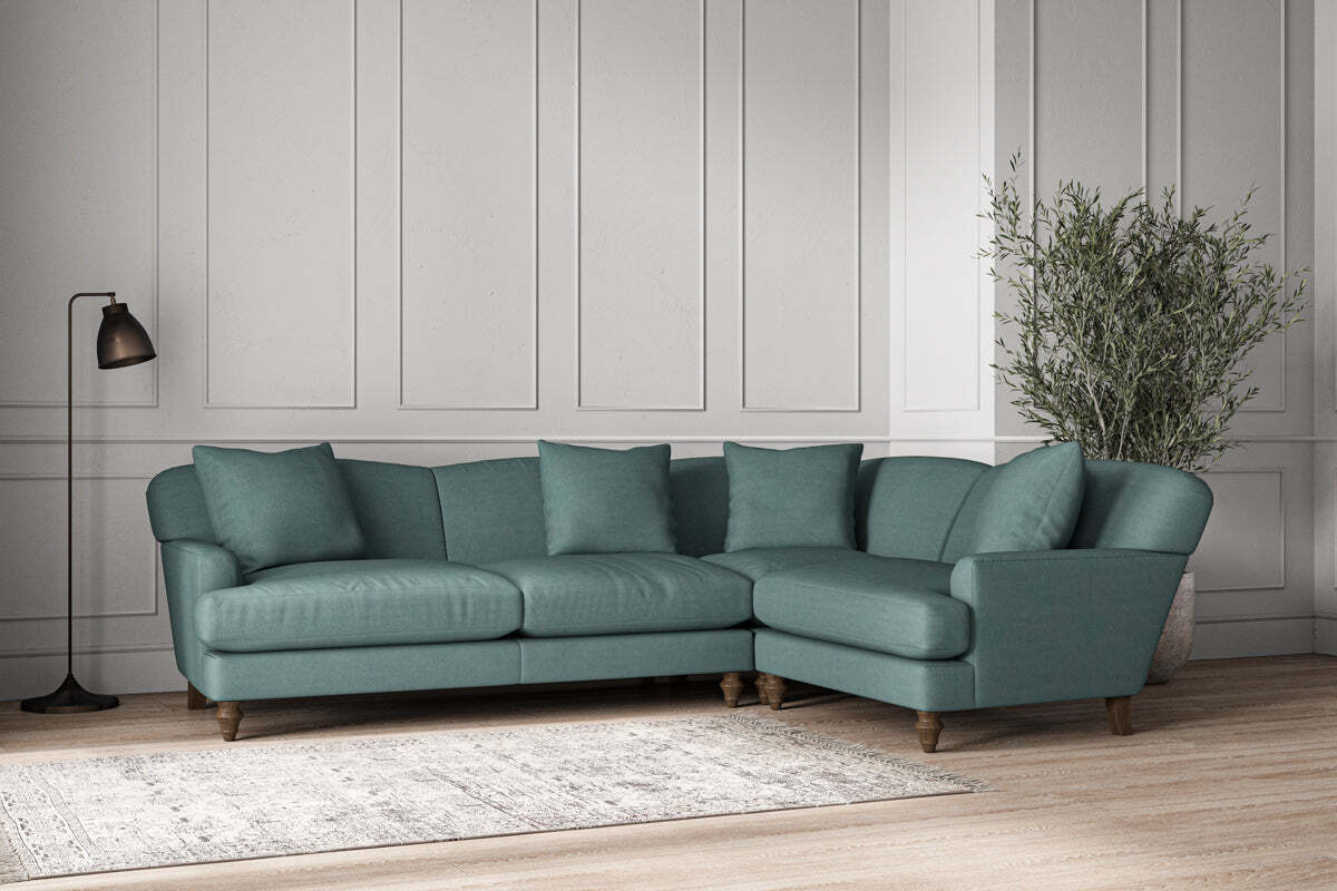 Deni Large Left Hand Corner Sofa - Recycled Cotton Airforce-MAKE TO ORDER-Nkuku