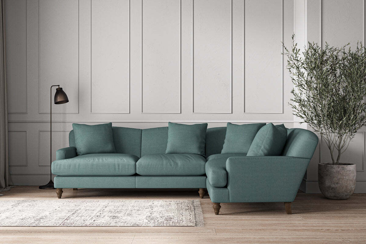Deni Large Left Hand Corner Sofa - Recycled Cotton Airforce-MAKE TO ORDER-Nkuku
