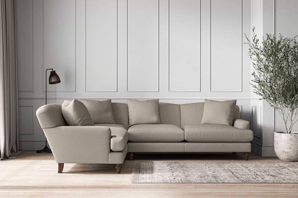 Deni Large Left Hand Corner Sofa - Recycled Cotton Flax-MAKE TO ORDER-Nkuku