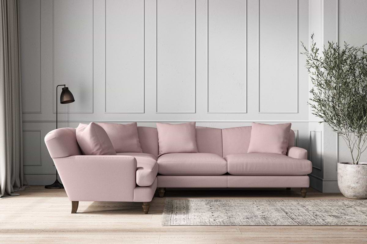 Deni Large Left Hand Corner Sofa - Recycled Cotton Lavender-MAKE TO ORDER-Nkuku