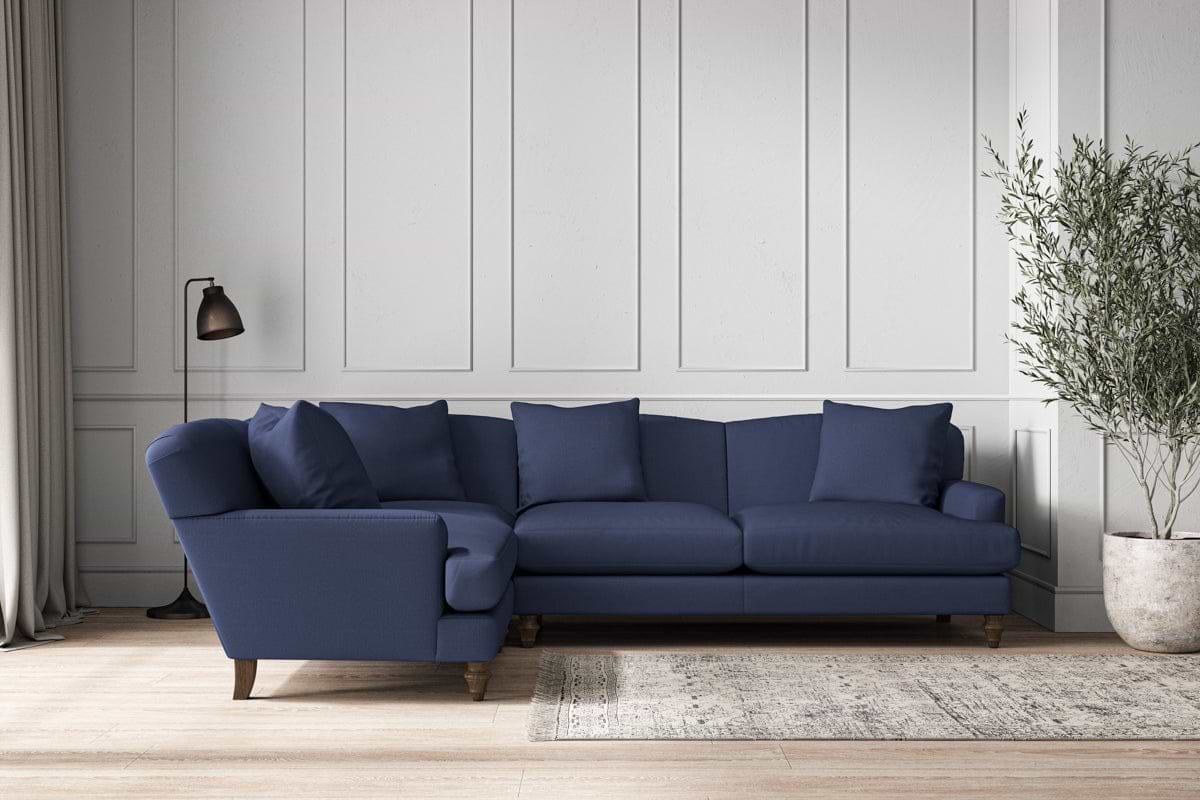 Deni Large Left Hand Corner Sofa - Recycled Cotton Navy-MAKE TO ORDER-Nkuku