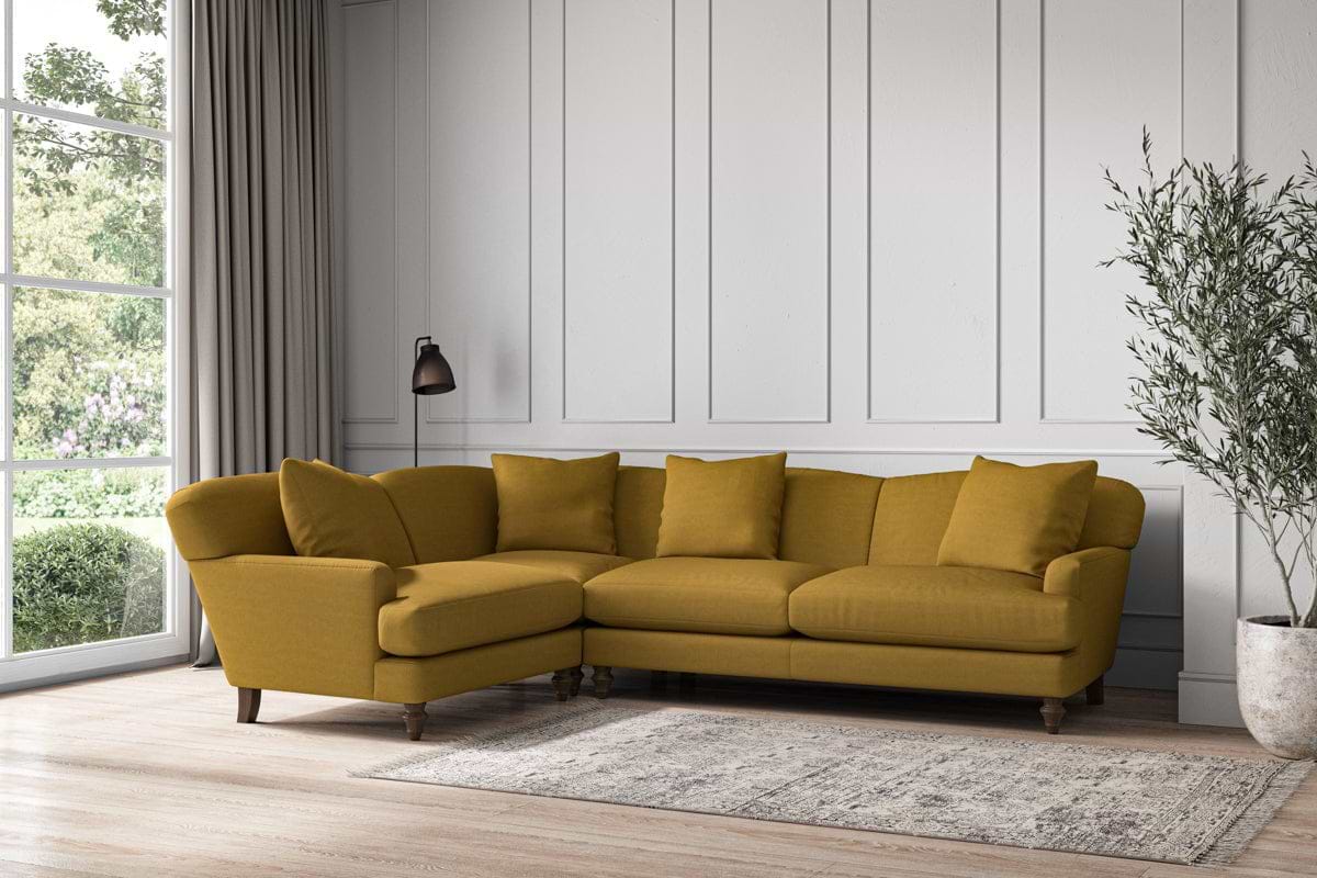 Deni Large Left Hand Corner Sofa - Recycled Cotton Ochre-MAKE TO ORDER-Nkuku