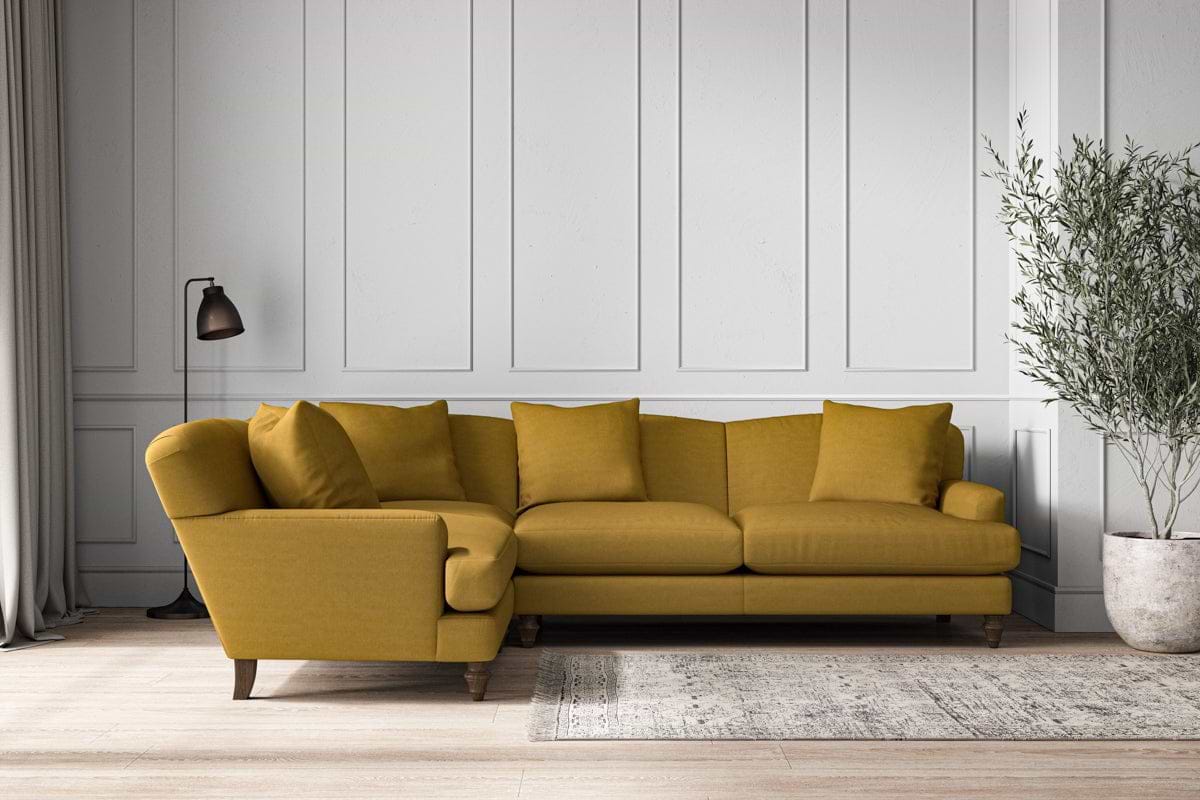 Deni Large Left Hand Corner Sofa - Recycled Cotton Ochre-MAKE TO ORDER-Nkuku