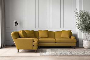 Deni Large Left Hand Corner Sofa - Recycled Cotton Ochre-MAKE TO ORDER-Nkuku