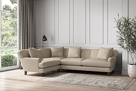 Deni Large Left Hand Corner Sofa - Recycled Cotton Stone-nkuku