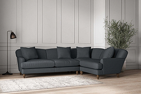 Deni Large Left Hand Corner Sofa - Recycled Cotton Thunder-MAKE TO ORDER-Nkuku