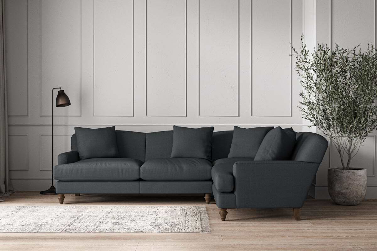 Deni Large Left Hand Corner Sofa - Recycled Cotton Thunder-MAKE TO ORDER-Nkuku