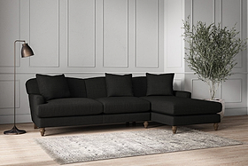 Deni Large Right Hand Chaise Sofa - Brera Linen Charcoal