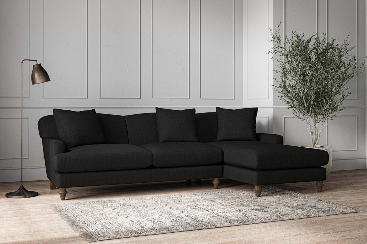 Deni Large Right Hand Chaise Sofa - Brera Linen Charcoal