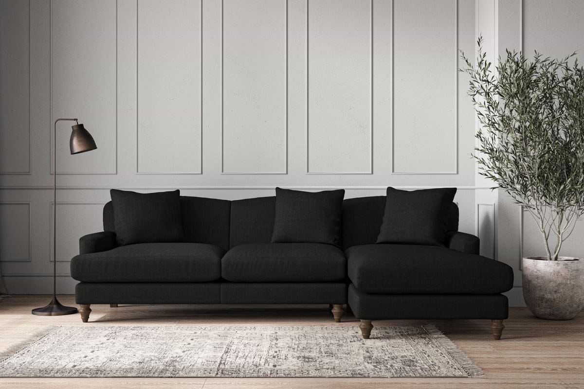 Deni Large Right Hand Chaise Sofa - Brera Linen Charcoal-MAKE TO ORDER-Nkuku