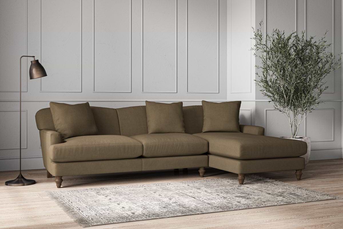 Deni Large Right Hand Chaise Sofa - Brera Linen Chestnut