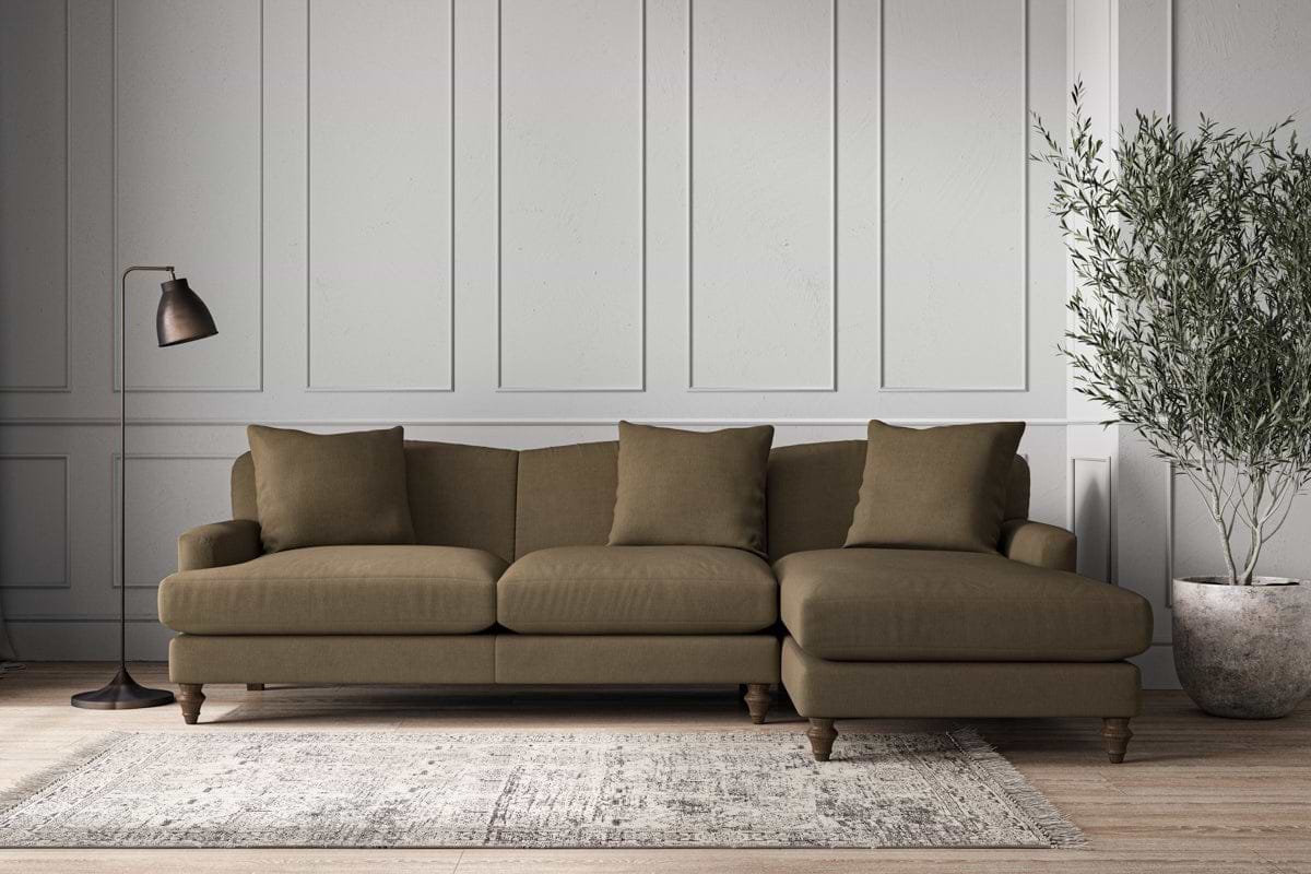 Deni Large Right Hand Chaise Sofa - Brera Linen Chestnut-MAKE TO ORDER-Nkuku