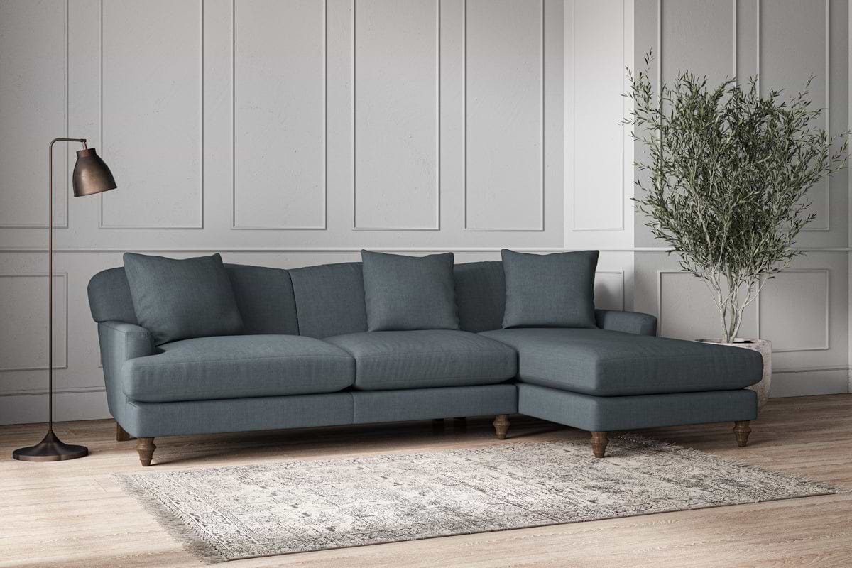 Deni Large Right Hand Chaise Sofa - Brera Linen Dusk