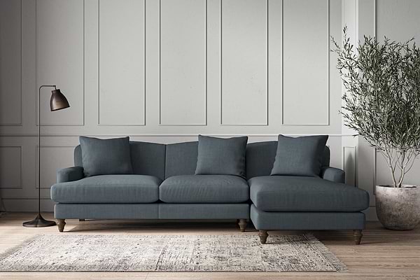 Deni Large Right Hand Chaise Sofa - Brera Linen Dusk