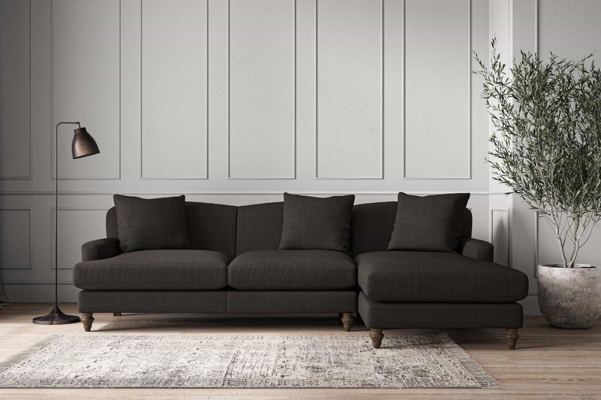 Deni Large Right Hand Chaise Sofa - Brera Linen Espresso-MAKE TO ORDER-Nkuku