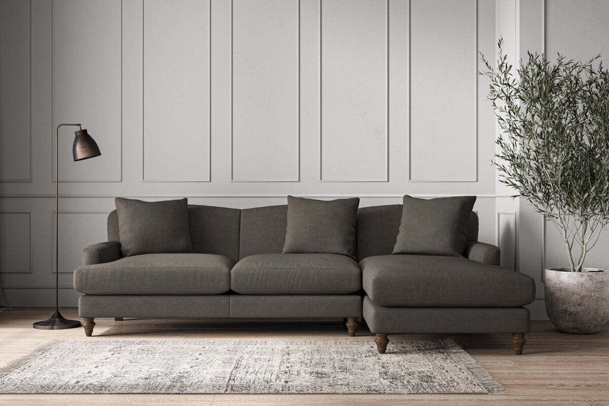 Deni Large Right Hand Chaise Sofa - Brera Linen Granite-MAKE TO ORDER-Nkuku