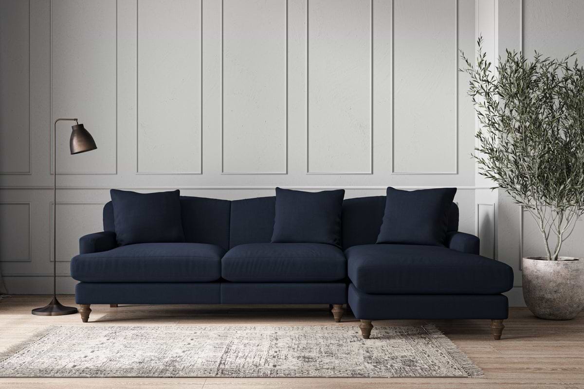 Deni Large Right Hand Chaise Sofa - Brera Linen Indigo-MAKE TO ORDER-Nkuku