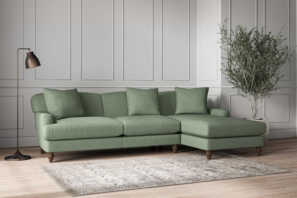 Deni Large Right Hand Chaise Sofa - Brera Linen Jade