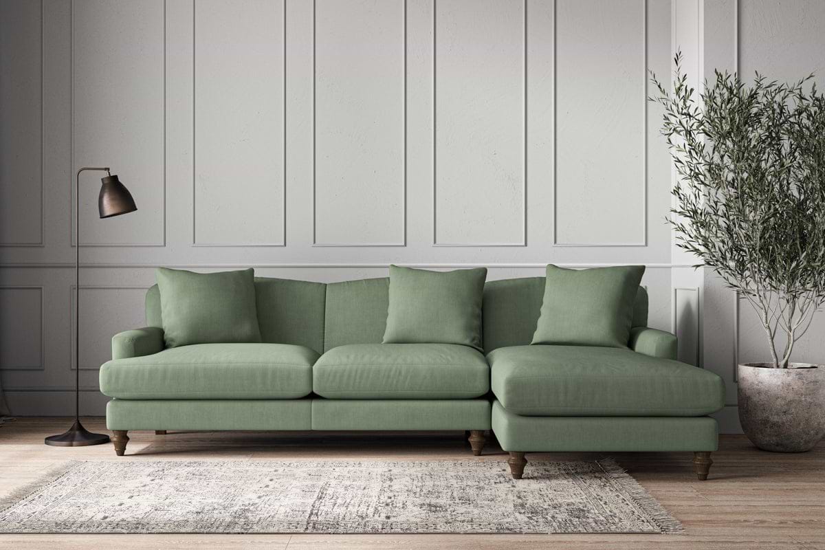 Deni Large Right Hand Chaise Sofa - Brera Linen Jade-MAKE TO ORDER-Nkuku