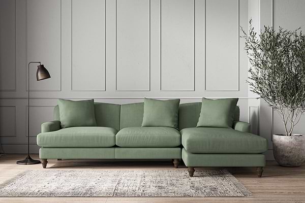 Deni Large Right Hand Chaise Sofa - Brera Linen Jade