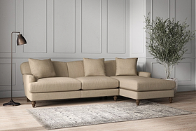 Deni Large Right Hand Chaise Sofa - Brera Linen Pebble