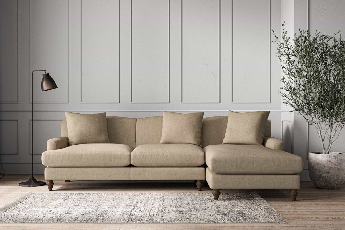 Deni Large Right Hand Chaise Sofa - Brera Linen Pebble-MAKE TO ORDER-Nkuku
