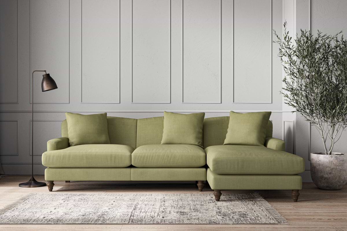 Deni Large Right Hand Chaise Sofa - Brera Linen Sage-MAKE TO ORDER-Nkuku