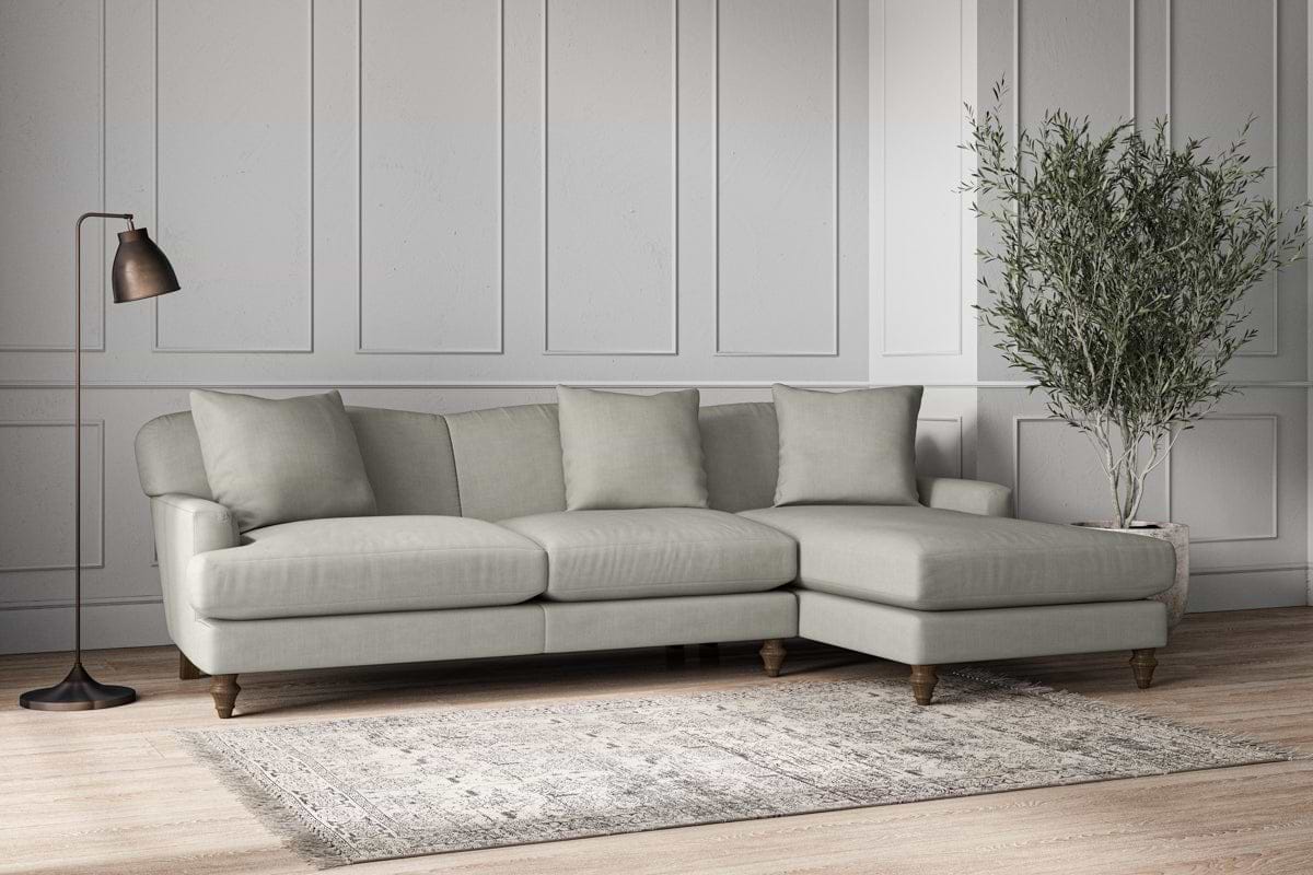 Deni Large Right Hand Chaise Sofa - Brera Linen Smoke