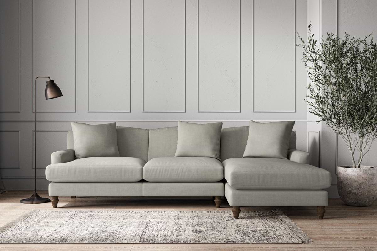 Deni Large Right Hand Chaise Sofa - Brera Linen Smoke-MAKE TO ORDER-Nkuku