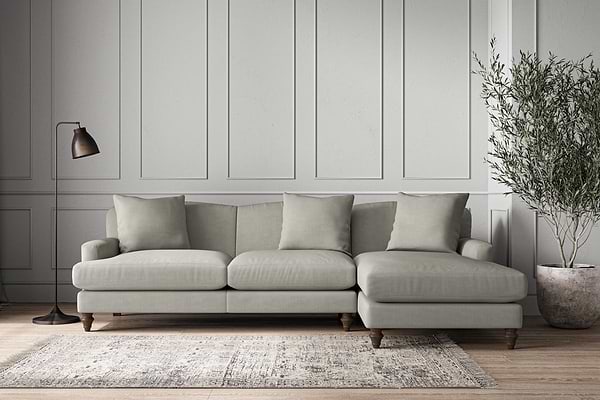 Deni Large Right Hand Chaise Sofa - Brera Linen Smoke