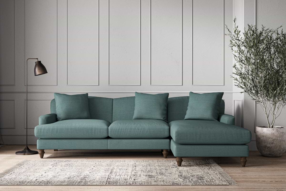 Deni Large Right Hand Chaise Sofa - Recycled Cotton Airforce-MAKE TO ORDER-Nkuku