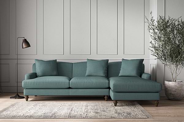 Deni Large Right Hand Chaise Sofa - Recycled Cotton Airforce