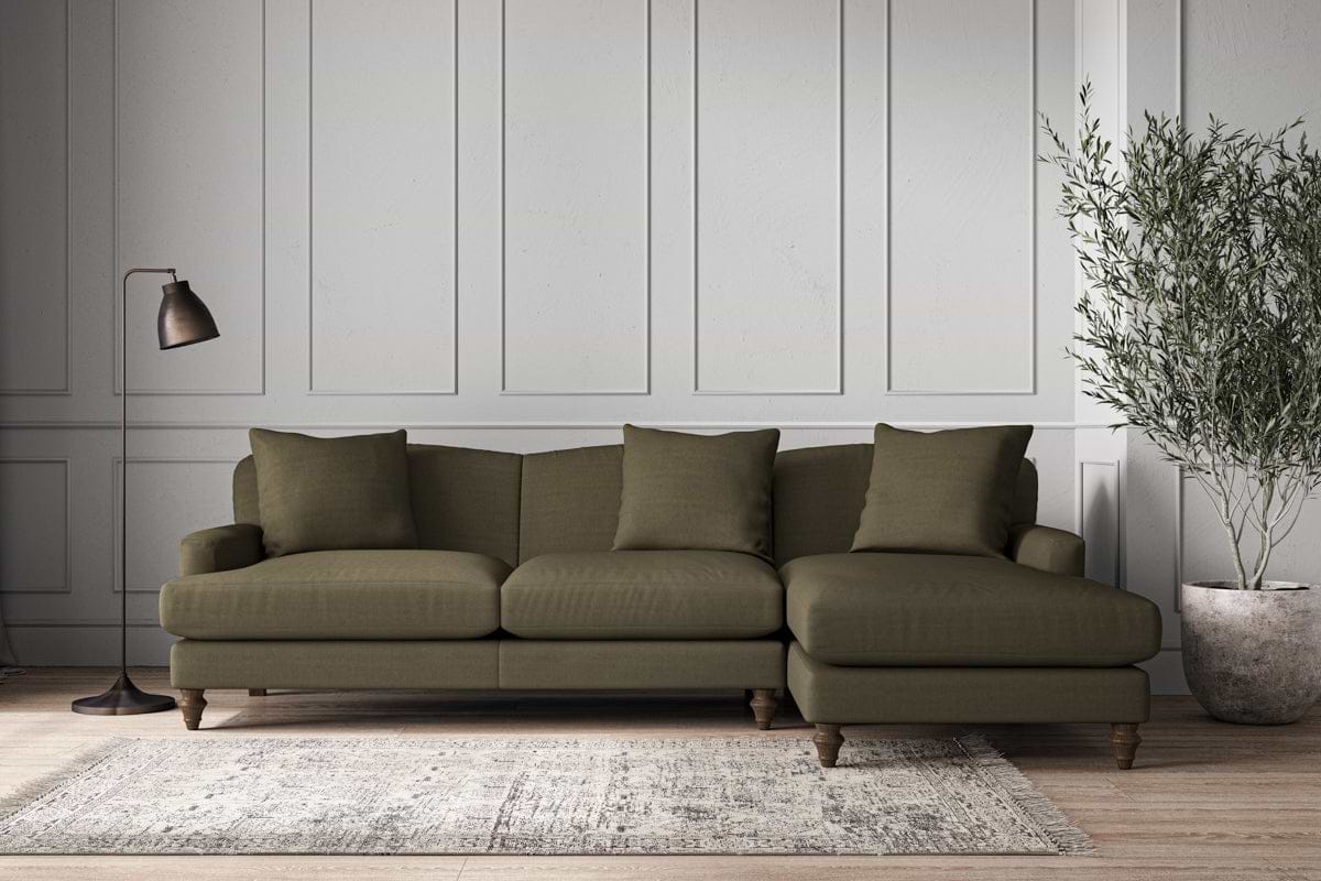 Deni Large Right Hand Chaise Sofa - Recycled Cotton Fatigue-MAKE TO ORDER-Nkuku