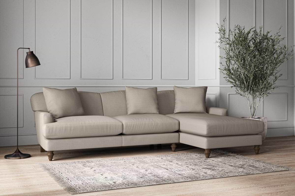 Deni Large Right Hand Chaise Sofa - Recycled Cotton Flax