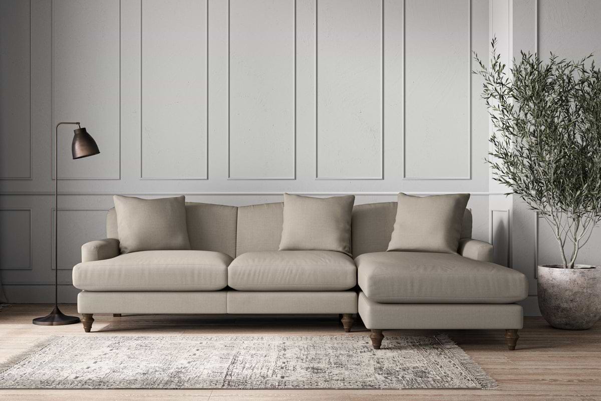 Deni Large Right Hand Chaise Sofa - Recycled Cotton Flax-MAKE TO ORDER-Nkuku