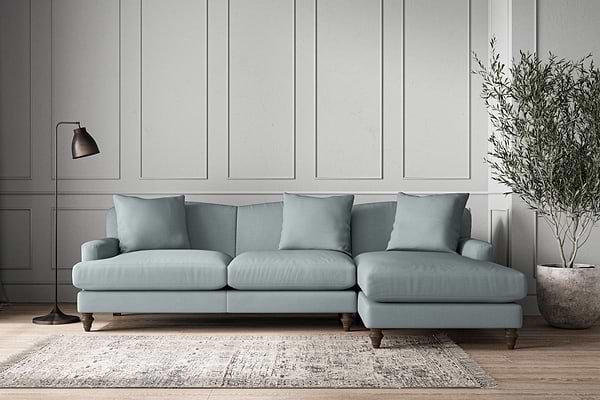 Deni Large Right Hand Chaise Sofa - Recycled Cotton Horizon