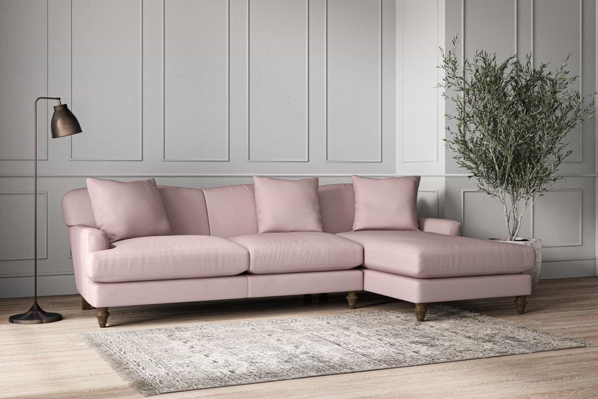 Deni Large Right Hand Chaise Sofa - Recycled Cotton Lavender